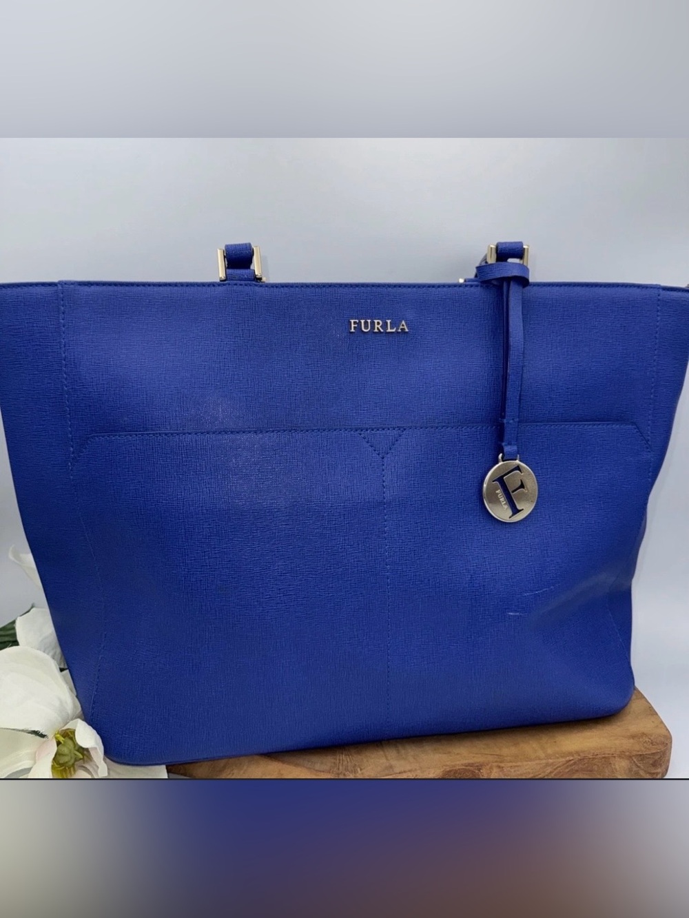 EUC Furla Kim Tote Bag.  Royal Blue color